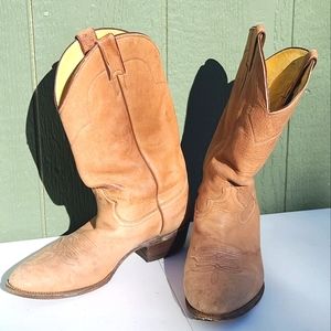 Justin Tan Soft Sheepskin Cowboy Boots Mens Size 12 D Style 1325 Made in USA